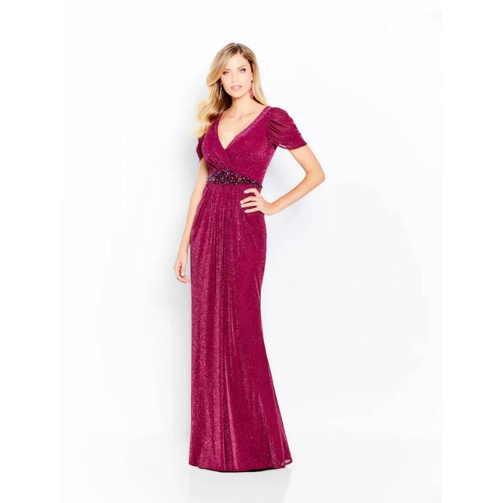 NEW MON CHERI cameron blake v-neck maxi dress in aubergine